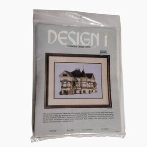 Vintage Needlepoint Kit By Design 1, Counted Cross-Stitch Victorian House 16x20